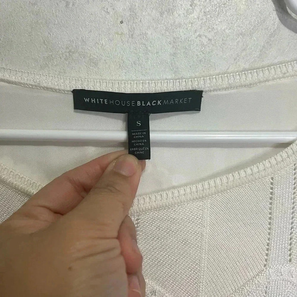 White House Black Market Layered Crochet Lace Trimmed Sweater Blouse Size Small - Picture 8 of 11